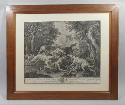 null Alexandre François DESPORTES (1661-1743) (d'après) 
"La chasse au loup" et "La...
