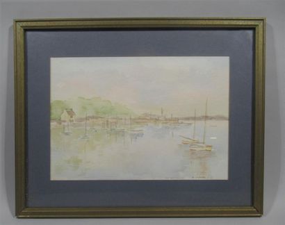 null R. MARIOTTI (XXth)
"L'Ile aux moines"
Watercolour on paper signed lower right,...