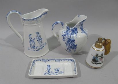 null LUNEVILLE
TILET GARNITURE in blue and white earthenware comprising a broc with...