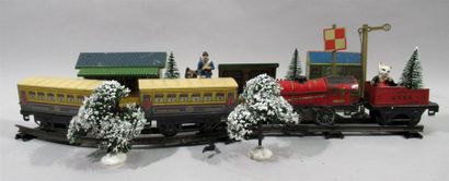 null MECCANO HORNBY 
Lot comprising a 3.1225 locomotive, a 2528 tender, two Pullman...