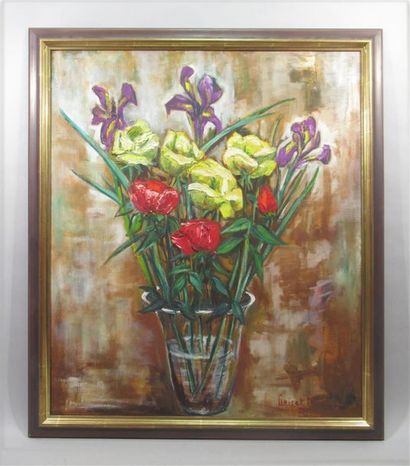 null CLAIRET DURAND ROSE
"Still life with a bouquet of irises and roses"
Oil on panel...
