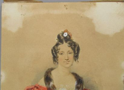null Charles Louis BAZIN (1802-1859)
"Portrait of Fanny Elssler"
Watercolour on paper...