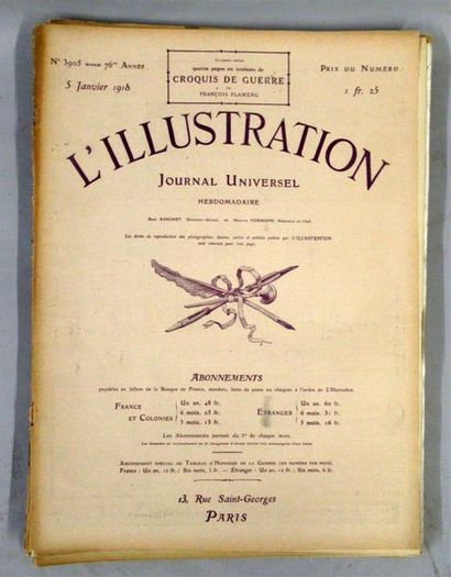null LOT DE REVUES "L'illustration" année 1918., au total 33 revues, du n°3905 à...