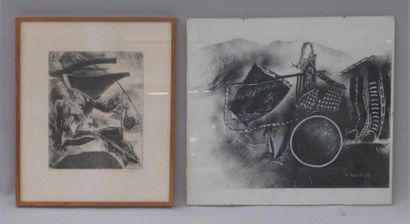 null Carmelo CASTELLANO (1945)
"Compositions" 
Suite de deux acryliques sur toile...