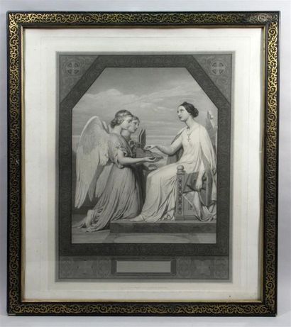 null Paul DELAROCHE (1797-1856) d'après 
"Sainte Cécile et deux anges" 
Gravure en...