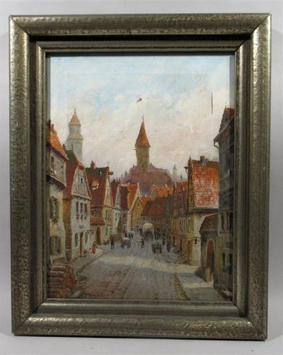 null Albert M. WIMMER (XIXe-XXe)
"Village allemand"
Huile sur toile signée en bas...