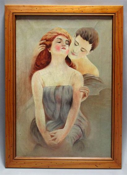 null Louis ICART (1888-1950) (attribué à)
« Le couple »
Huile sur toile signée au...