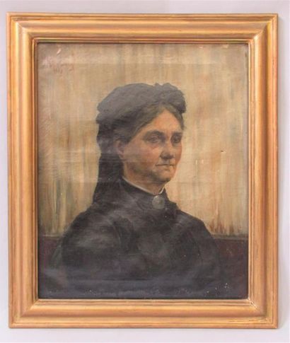 null J.M. BARTHELEMY (XIXe)
« Portrait de femme à la coiffe noire »
Huile sur toile...