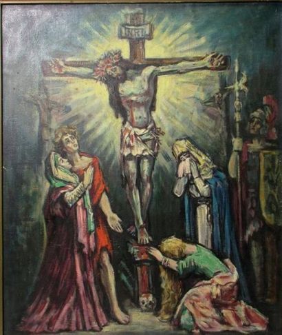 null Pedro FLORES (1897-1967)
"Crucifixion"
Huile sur toile signée en bas à gauche
Titrée...