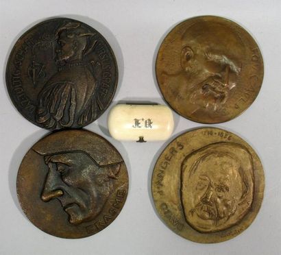 null Ensemble de 4 médailles en bronze patiné de la Monnaie de Paris, numérotées,...