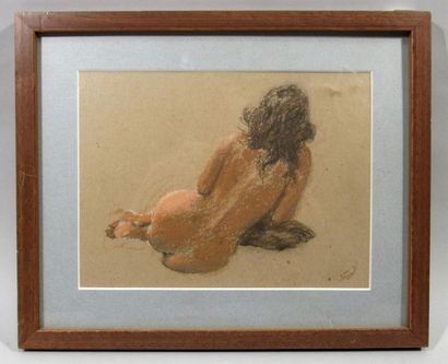 null Denis GEOFFROY DECHAUME (1922-2012)
"Nu féminin de dos"
Pastel sur papier monogrammé...