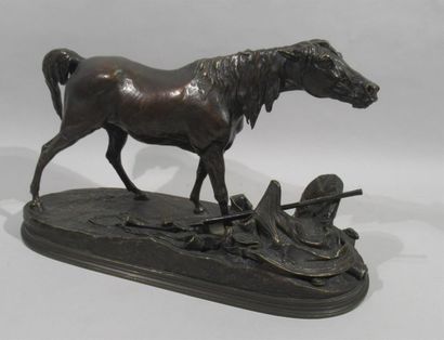 null Pierre-Jules MÈNE (1810-1879)
"Cheval spahi"
Groupe en bronze à patine brune...