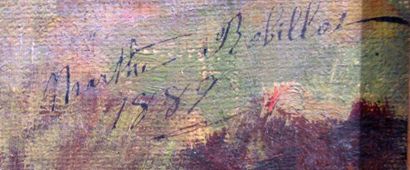 null Marthe Blanche ROBILLOT (1856-?)
"Rivière à la campagne"
Huile sur toile signée...