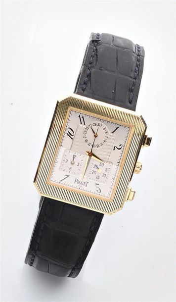 null PIAGET - Modèle "Protocole" - Montre bracelet d'homme chronographe en or jaune...