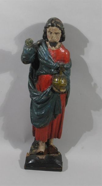 null "Salvator Mundi" Sujet en bois sculpté rehaussé de polychromie - Travail italien...