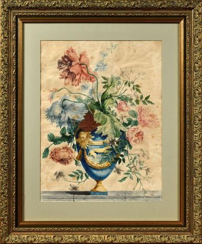 null Jean-François BONY (1760-1825) attribué à
"Bouquet de roses et de fleurs sauvages...