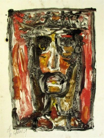 null Philippe GRISEL (1930-1998)
Christ à la couronne d'épines
Gouache sur papier,...
