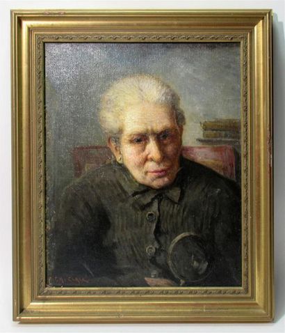 null Charles CLAIR (1860-1930)
Portrait de femme à la loupe
Huile sur toile signée...