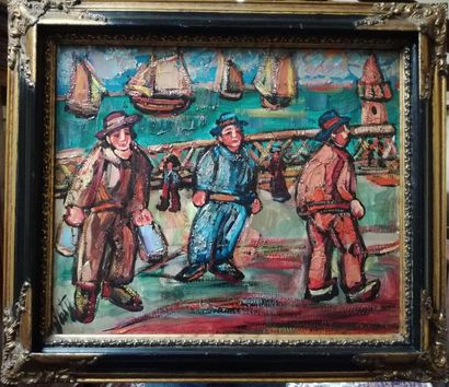 null Henry Maurice D'ANTY (1910-1998)
« Les marins pêcheurs »
Huile sur toile, signée...
