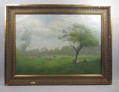 null A. WATBOT ? (XIXe-XXe)
"Prairie à Ribemont"
Huile sur toile signée en bas à...