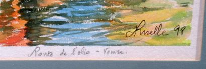 null Danièle RUELLE (XXe)
"Route de l'olio - Venise"
Aquarelle sur papier signée,...