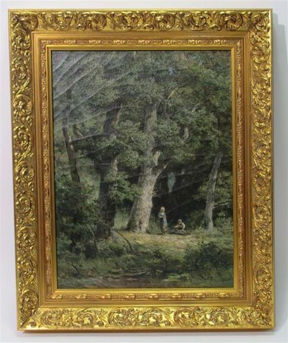 null Jan Willem VAN BORSELEN (1825-1892)
"Les ramasseuses de bois"
Huile sur toile...