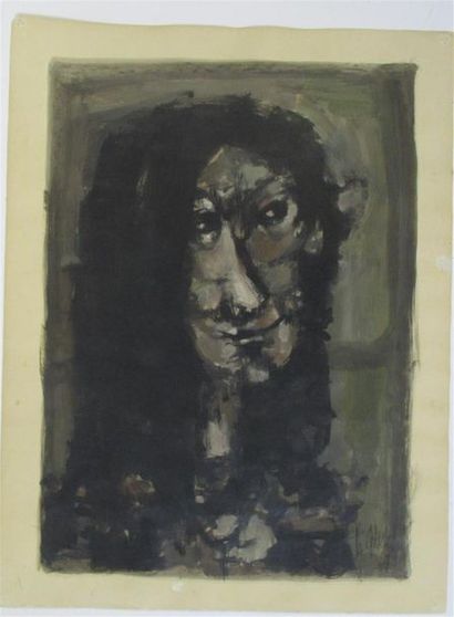 null Philippe GRISEL (1930-1998)
Portrait d'homme aux cheveux noirs 
Gouache et encre...