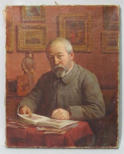 null Emery DUCHESNE (XIX-XX)
Portrait d'homme à son bureau
Huile sur toile signée...