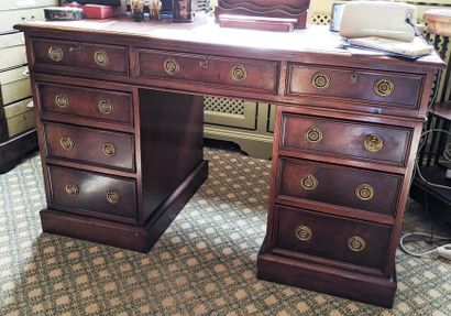 null DESK OFFICE Veneer flat top with three drawers in belt and six drawers in box,...