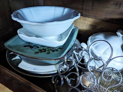 null Set of mismatched dishes including serving dishes and salad bowls in white GIEN...