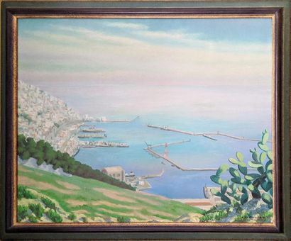 null E. DE DUNILAC (XX)
"View of a Mediterranean port"
Oil on canvas signed lower...