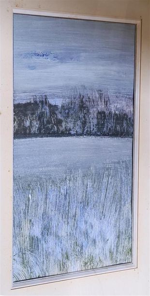 null Lot comprenant : 
- une aquarelle signée Jean PY (né en 1921), 
- un paysage...