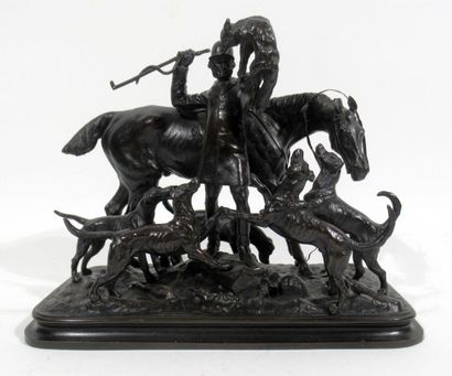 null Joseph Edgar BOEHM (1830-1894)
"Le chasseur de renard"
Groupe en bronze à patine...