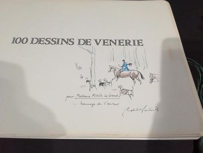 null LA VERTEVILLE. 100 dessins de vénerie. 1 vol. à format à l'italienne avec dédicace...