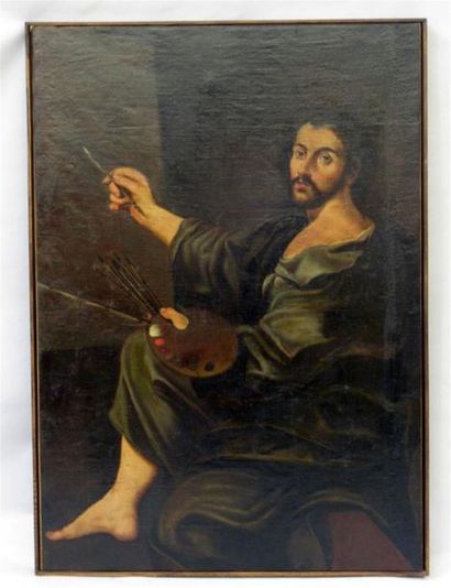 null Ecole du XVIIème siècle
"Saint Luc peignant"
Huile sur toile
(restaurée, rentoilée)
148...
