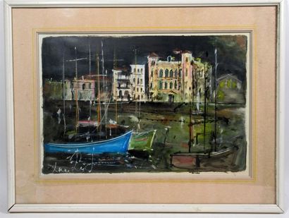 null Ecole du XXème siècle
"Canal de Venise"
Aquarelle sur papier signée en bas à...