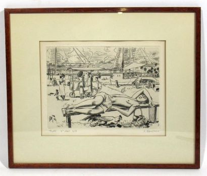 null Jacques BOULLAIRE (1893-1976)
"Taoto"
Pointe-sèche sur papier signée en bas...