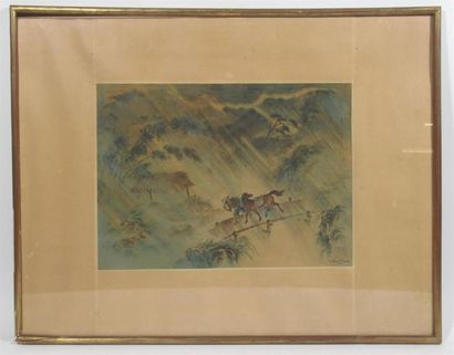 null Van Tho TRAN (1917) d'après
"Cavalier et son cheval sous l'orage"
Encre sur...