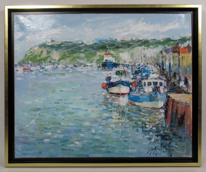 null Guy LEGENDRE (né en 1946) "Port de Dieppe" signée en bas à droite 61 x 50 c...