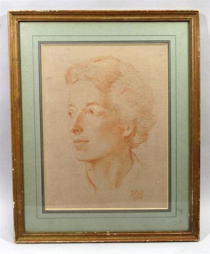 null Jean-Pierre GEOFFROY DECHAUME (1917-1981)
"Portrait de femme de trois-quart"
Dessin...