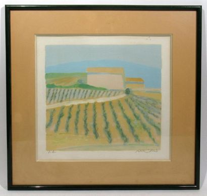 null Roger MUHL (1929-2008) Paysage provençal Lithographie épreuve d'artiste en couleurs,...