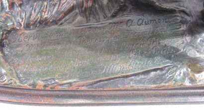 null Pierre LENORDEZ (1815-1892)
'L'accolade"
Groupe en bronze mordoré signé et indiquant...