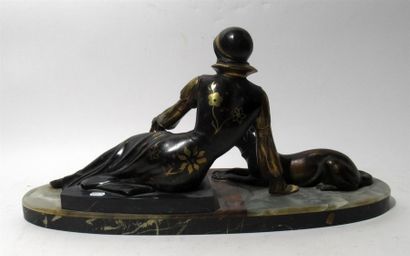 null Ugo CIPRIANI (1887-1960)
"Femme au levrier"
Sculpture en Régule et ivoirine...