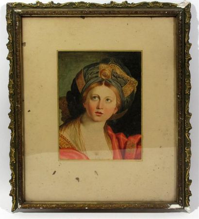 null Turbessi ANTONELLI (XIX)
"Femme au turban"
Aquarelle sur papier signée en bas...