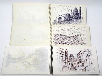 null Pierre ZENOBEL (1905-1996) 
Lot de 3 Carnet à dessins comprenant au total 90...