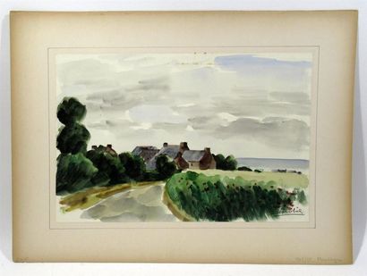 null Pierre ZENOBEL (1905-1996) 
Lot de 12 aquarelles représentant la Bretagne, années...