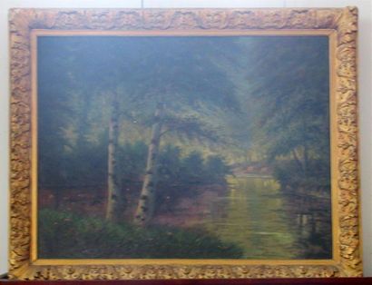 null E. ATILUN ? (XXe)
« Le sous-bois et la rivière »
Huile sur toile signée en bas...