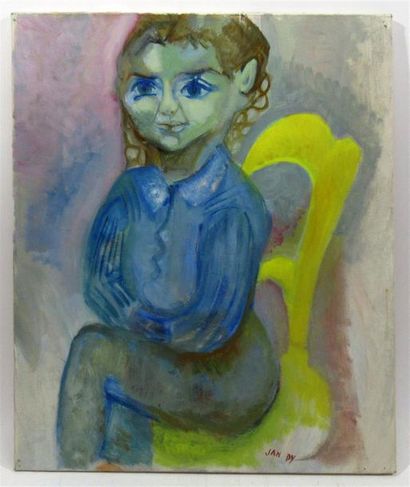 null JAN PY (1921-2016)
"Portrait of a girl with a yellow chair"
Oil on canvas signed...