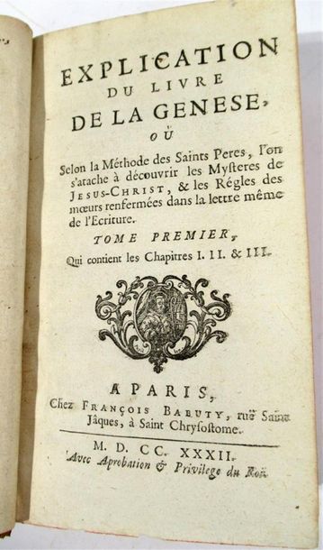 null Explication du livre de la genèse par Francois Babuty, 1732, 6 vol.