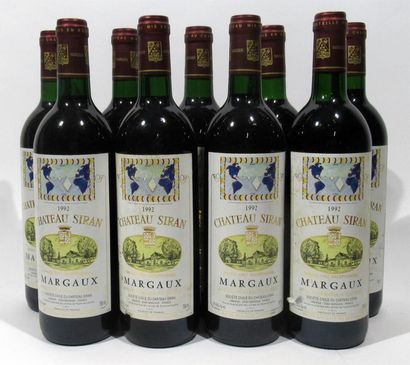 null 9 bouteilles de Château SIRAN - Margaux 1992.